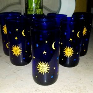 Vintage Libbey cobalt blue Celestial glassware